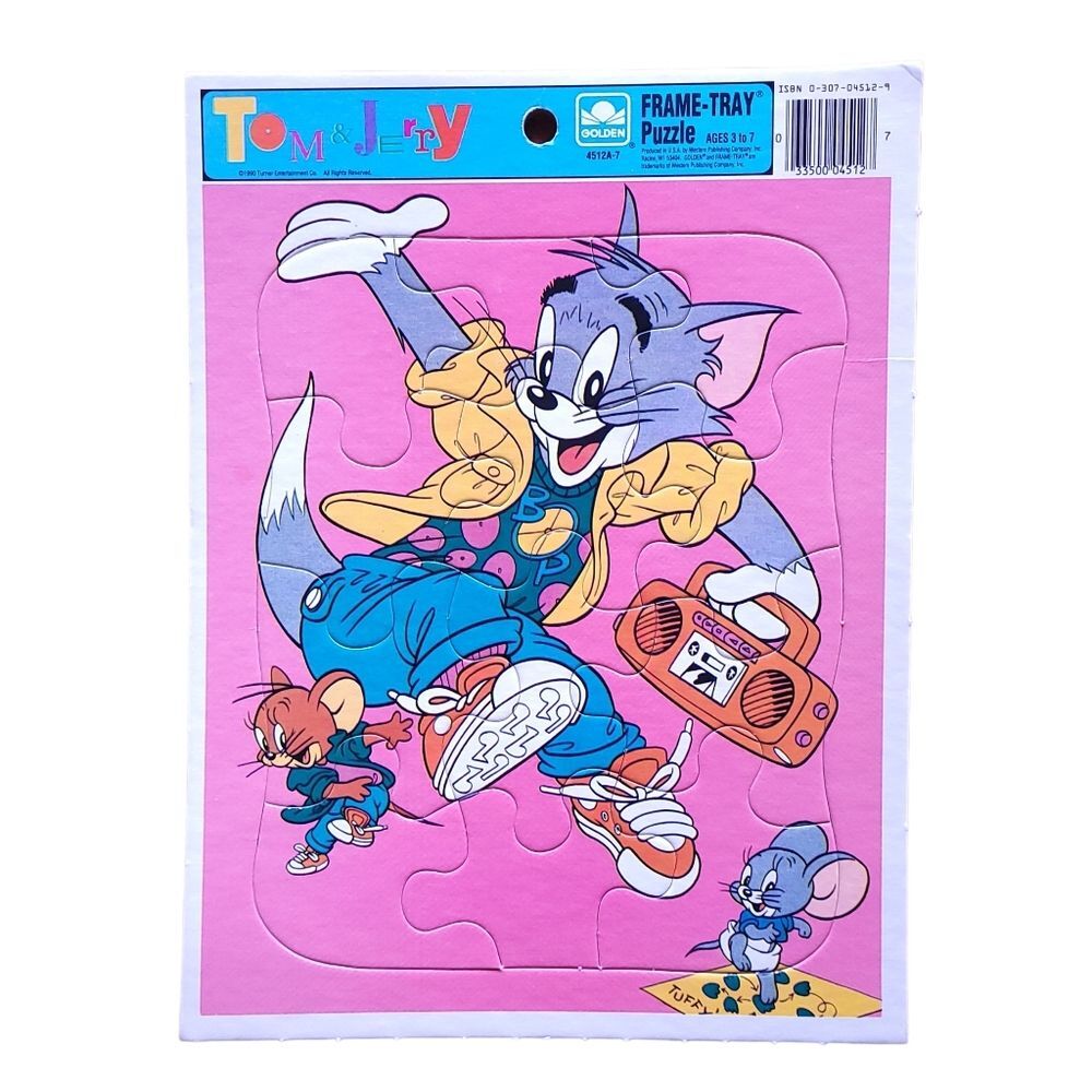 Vintage 1990's Tom and Jerry Golden Golden Frame Tray Puzzle